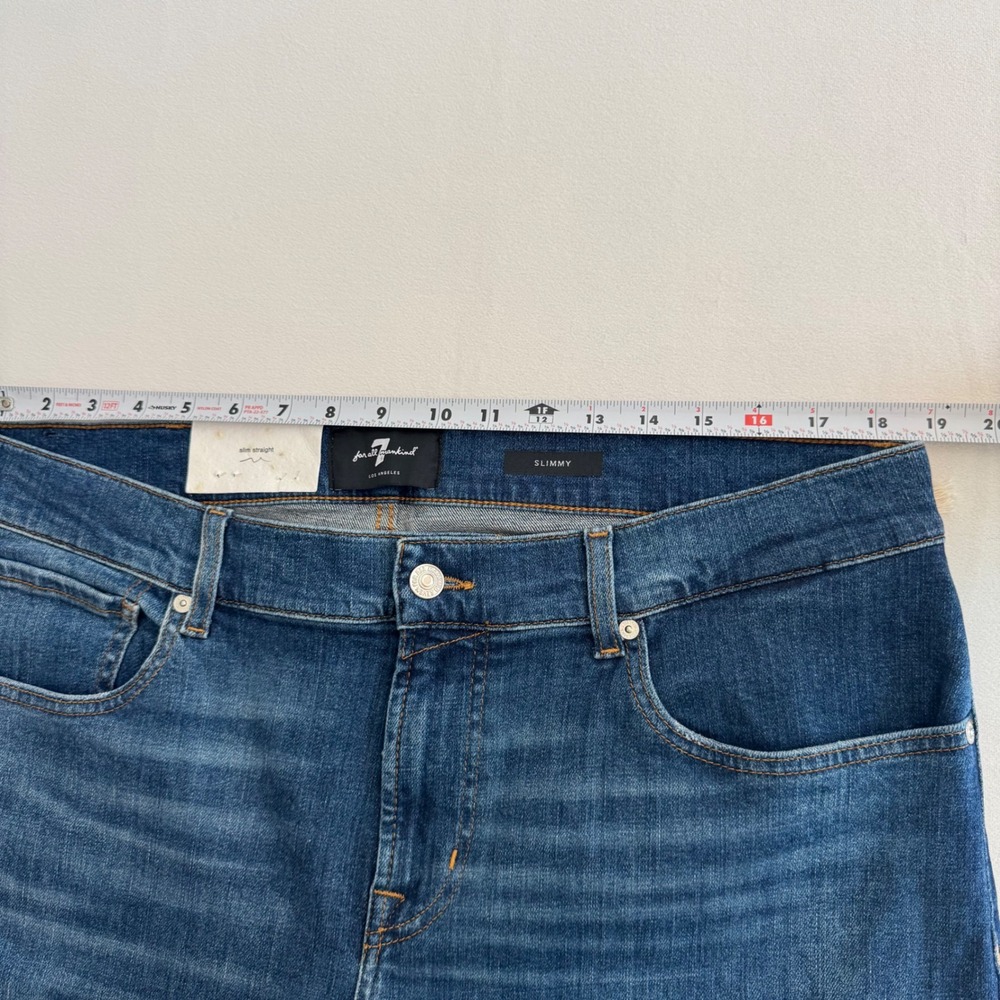 NWT 7 For All Mankind Slimmy Straight Jeans Mens 38 Medium wash Blue Essential - Picture 7 of 10